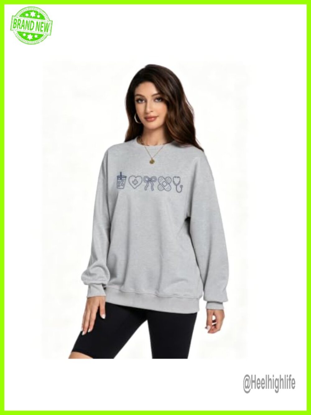Nurse Crewneck Sweatshirt Stethoscope Bow Graphic Nurse Life Pullover